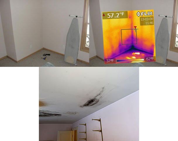 moisture visible in the walls